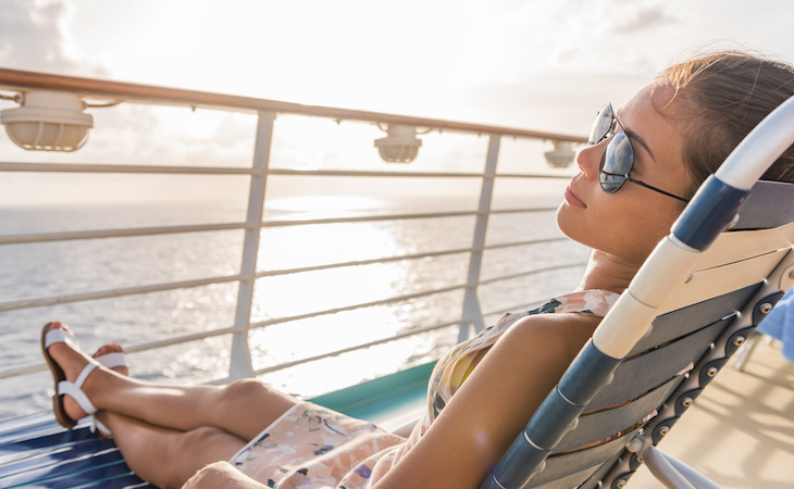 person lounging on a cruise ship