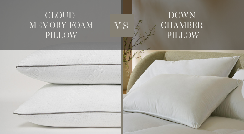 Comparison of two pillow types - saatva cloud memory foam vs saatva down chamber