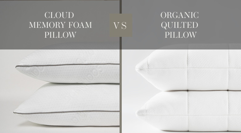 Comparison of two pillow types - saatva cloud memory foam vs saatva organic quilted
