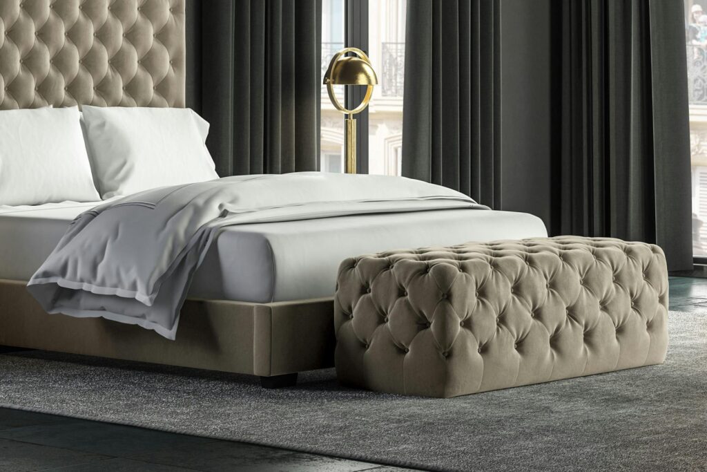 constance tufted ottoman angle taupe