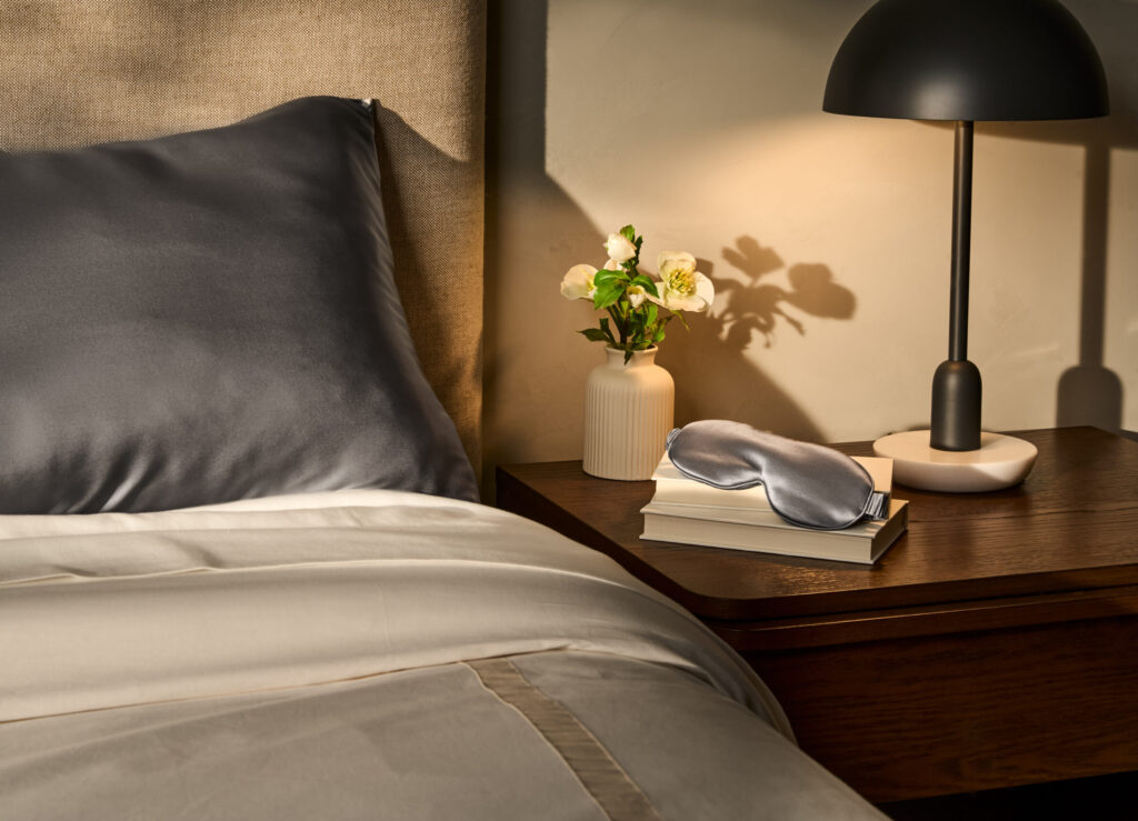 PWTR Pewter Silk Eye Mask Pillowcase Lifestyle