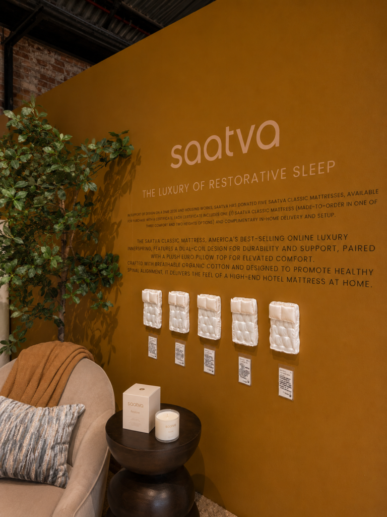Close up of the 5 mattress-shaped gift certificates below the Saatva Classic mattress description. 